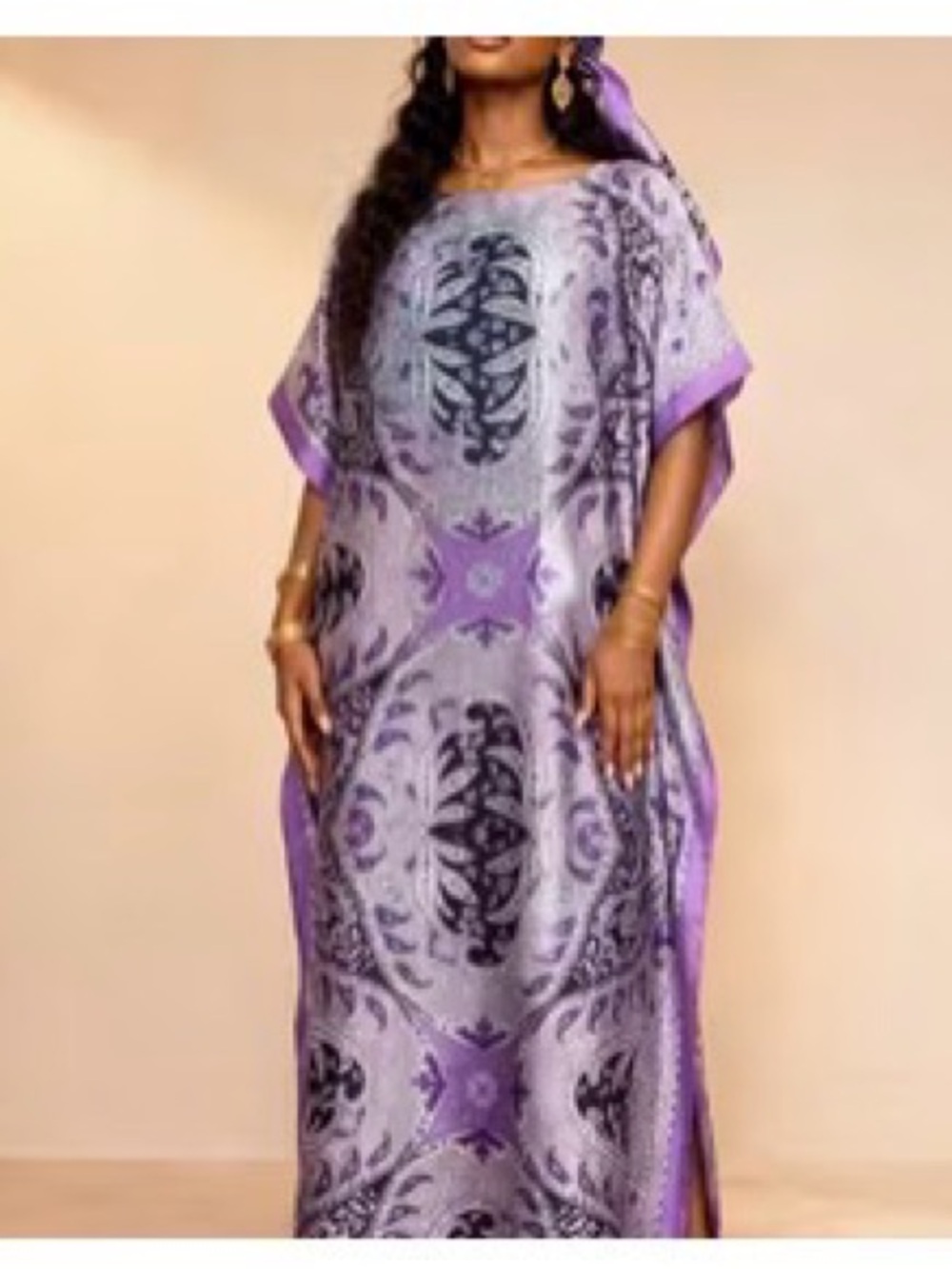 Elegant Purple Printed Maxi Dress for Women